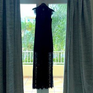 Black lace evening gown